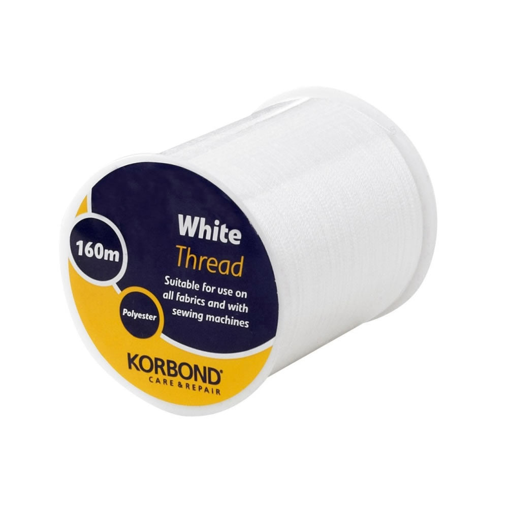 KORBOND WHITE POLYESTER THREAD 160M BOBBIN. K110801 \\\KD12624