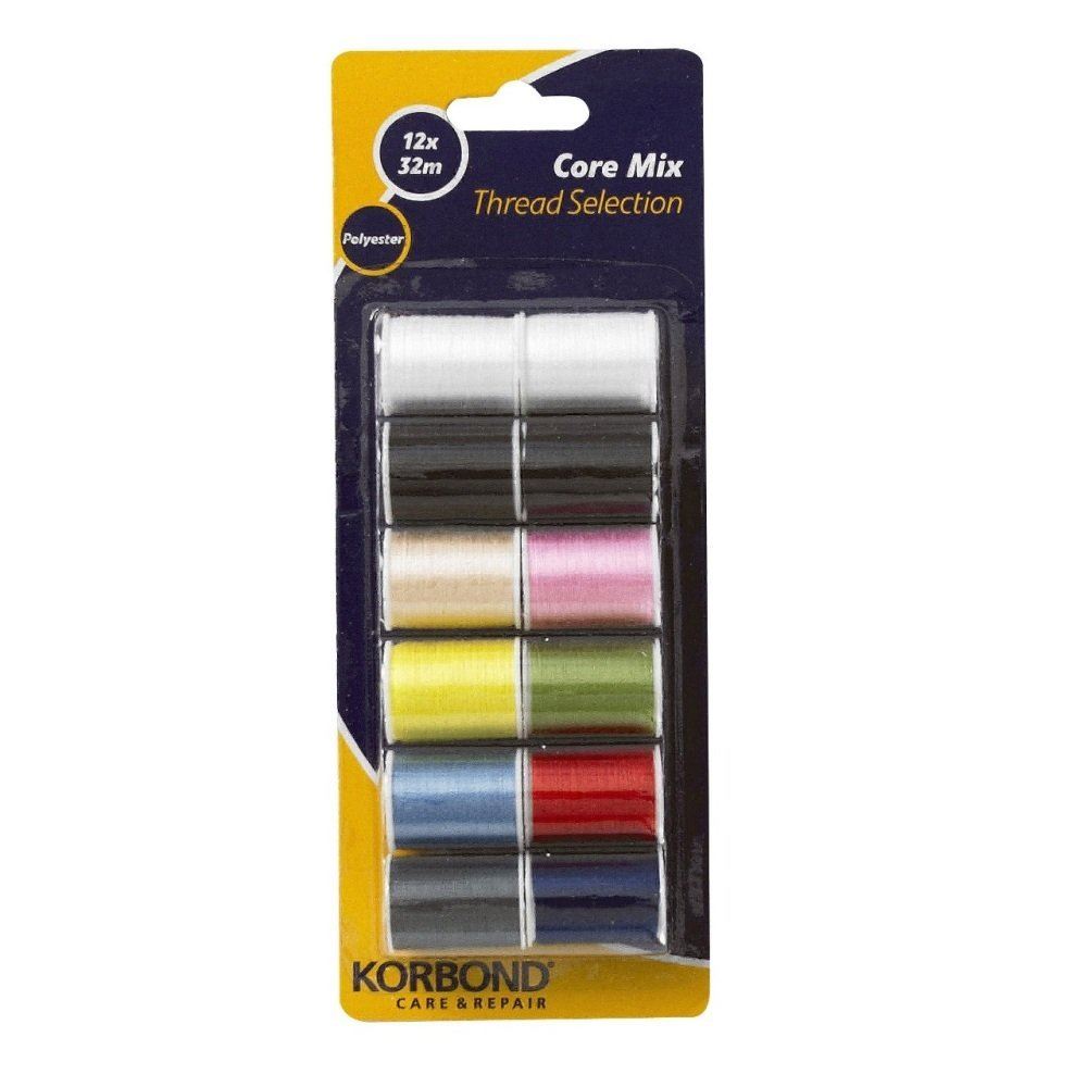 12 KORBOND CORE MIX THREAD SELECTION BOBBINS X 32M. 110781 \\\KD12628