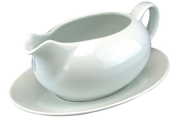 VINCI PORCELAIN GRAVY BOAT 550 ML WITH SAUCER. AP2359 \\\KD12687