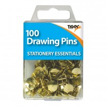 100 TIGER ESSENTIAL BRASS DRAWING PINS. T301581 \\\KD12735