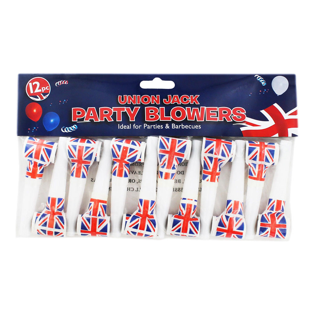UNION JACK DESIGN PARTY BLOW OUTS 12/PK. PI138532 \\\KD12815
