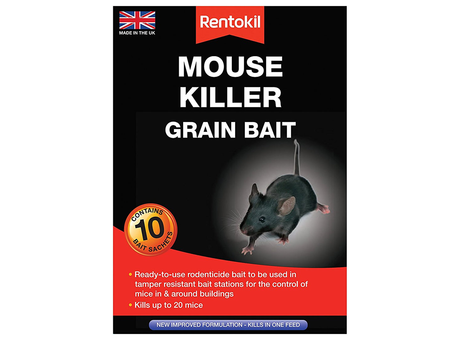 RENTOKIL MOUSE KILLER GRAIN BAIT 10 SACHETS. PSM22 \\\KD12943