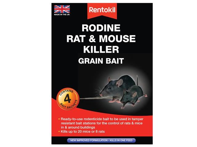 RNETOKIL RODINE RATE & MOUSE KILLER GRAIN BAIT 4 SACHETS. PSMR12B \\\KD13002