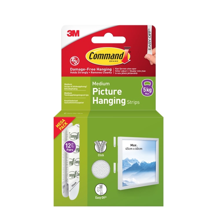 COMMAND MEDIUM PICTURE HANGING STRIPS VALUE 12/PK. 17204-12UKN 939964 \\\KD13080