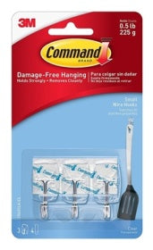 COMMAND SMALL CLEAR WIRE HOOKS WITH CLEAR STRIPS 3/PK. 17067CLR 347011 \\\KD13088