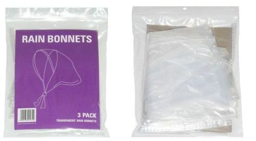 TRANSPARENT RAIN BONNETS HATS HOOD 3/PK. AA0535 \\\KD13095