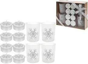 SILVER 12 PCS TEALIGHT CANDLE & VOTIVE SET IN GIFT BOX. PI506023S \\\KD13140