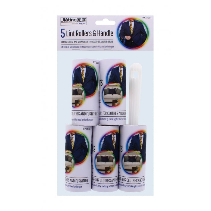 5 PACK ROLLS LINT REMOVER ROLLER STICKY BRUSH DUST FLUFF FABRIC. OL310287 \\\KD13241