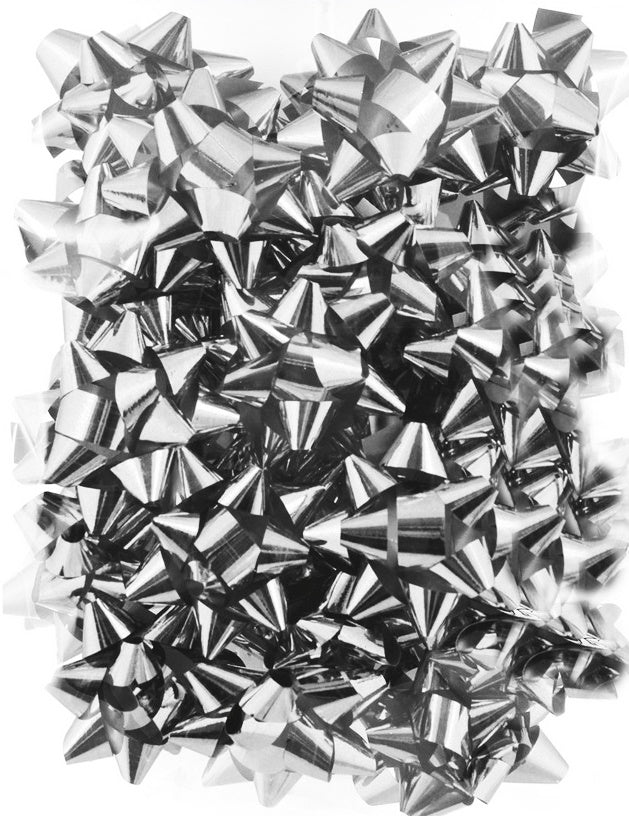 NORTH POLE SILVER METALLIC BOWS 20/PK. X25413B \\\KD13248