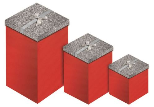 3 PCS SILVER GLITTER CANDLE BOX. X-21513-BX \\\KD13272