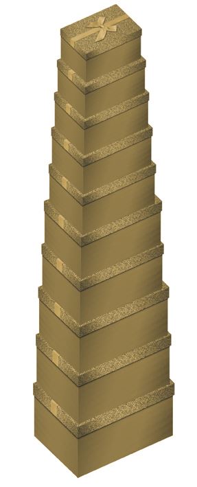 10 PCS GOLD GLITTER OBLONG BOXES. X-21516-BX \\\KD13273