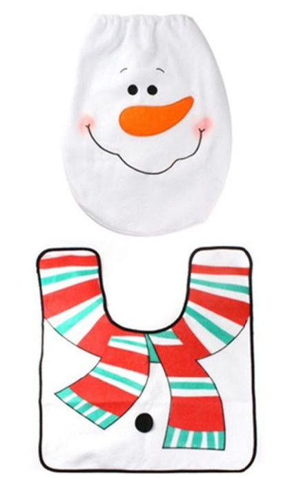 CHRISTMAS DECORATION SNOWMAN TOILET SEAT COVER 2PCS SET. DGI1311 \\\KD13294