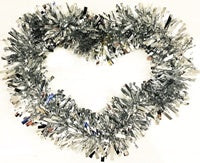 SILVER HEART TINSEL WREATH 32CM. HBA013SILVER \\\KD13317