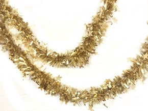 GOLD MATT TINSEL 2M WITH STARS. HBA033GOLD \\\KD13334