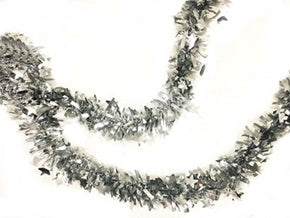 SILVER MATT CHRISTMAS TINSEL WITH STARS 2M. HBA033SILVER \\\KD13335