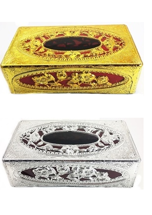 PLASTIC GOLD / SILVER TISSUE BOX ANTIQUE DESIGN. HPK003 \\\KD13362