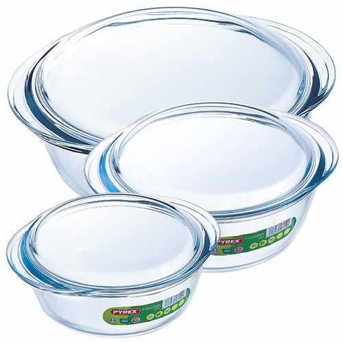 PYREX SET OF 3 PCS CASSEROLE SET. 912S637 \\\KD13430