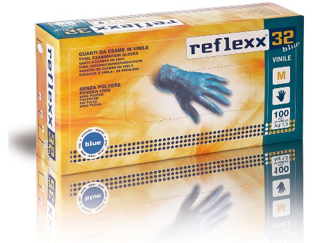 100 REFLEX 32 VINYL POWDER FREE BLUE GLOVES. VPFBS \\\KD13495