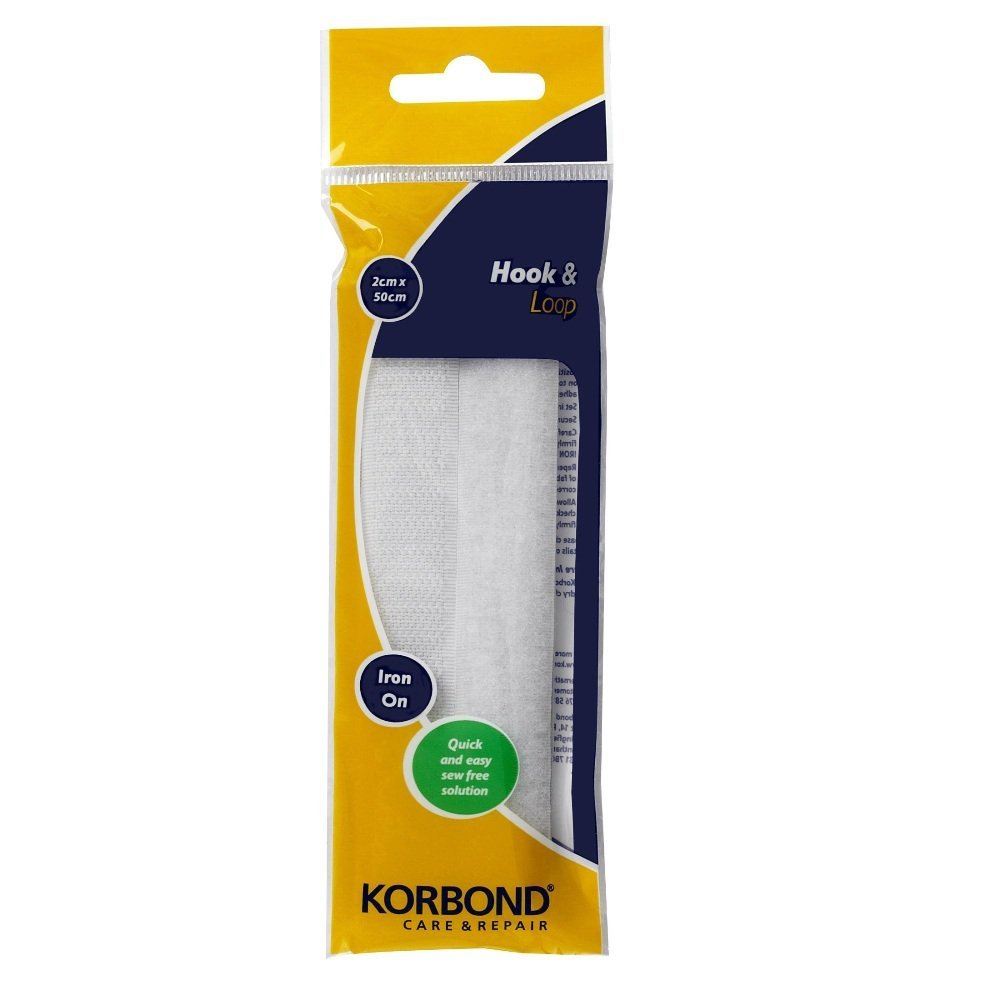 KORBOND HOOK &LOOP IRON ON WHITE 2CM X 50CM. K110114 \\\KD13506