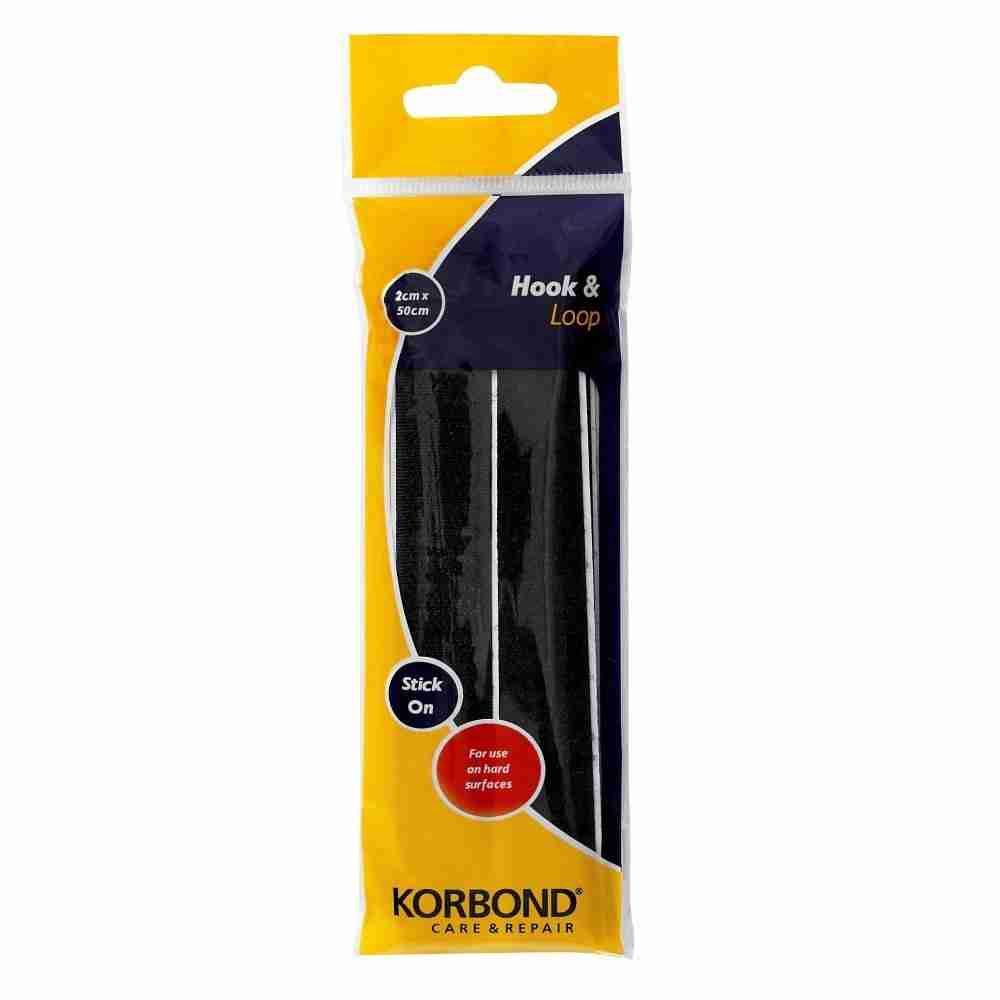 KORBOND HOOK & LOOP STICK ON BLACK 2CMX50CM. K110116 \\\KD13518