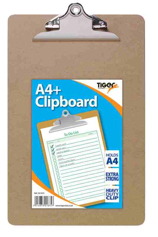 TIGER A4 MASONITE CLIPBOARD. T301875 \\\KD13565