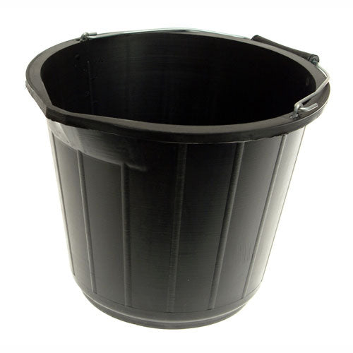 PLASTIC BUILDERS BUCKET 13.5 LITRE /  3 GALLON - BLACK. KP57 \\\KD13570