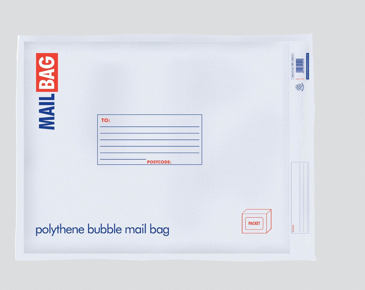COUNTY JUMBO POLYTHENE BUBBLE BAGS 500 X 650MM 10/PK. C274 \\\KD13574