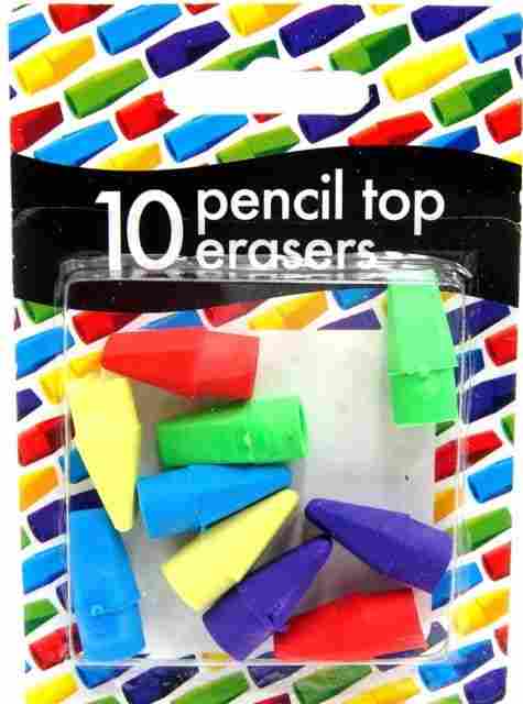 COUNTY 10 PACK PENCIL TOP ERASERS. C852 \\\KD13669