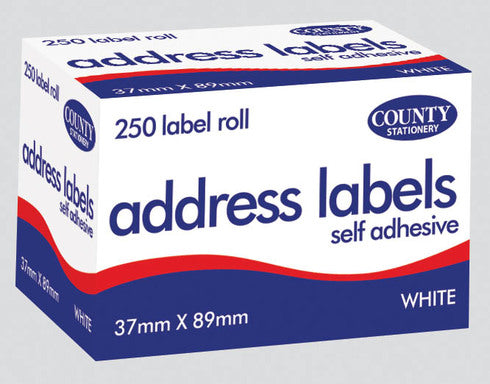 COUNTY SELF ADHESIVE ADDRESS LABELS ON ROLL 37MM X 89MM 250/PK. C160 \\\KD13684