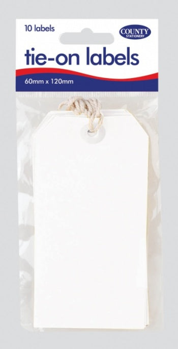 COUNTY 10 PACK WHITE TIE ON LABELS. C157 \\\KD13686