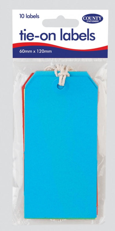 COUNTY 10 PACK ASSORTED COLOUR TIE ON LABELS. C159 \\\KD13688