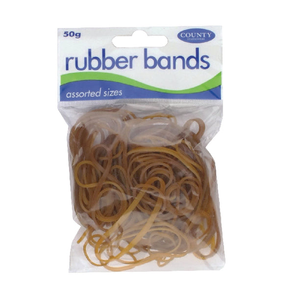 COUNTY NATURAL 50 GM RUBBER BANDS HANG. C224 \\\KD13689