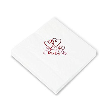 ANNIVERSARY 40 RUBY 3PLY NAPKINS 33CM X 33CM. 140060 \\\KD13721