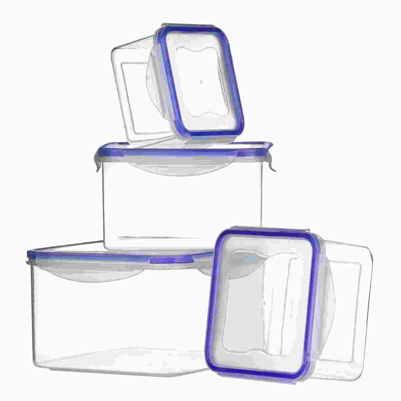 SET OF 4 SQURE FOOD CONTAINERS W/AIRTIGHT LIDS. PH0805321 \\\KD13744