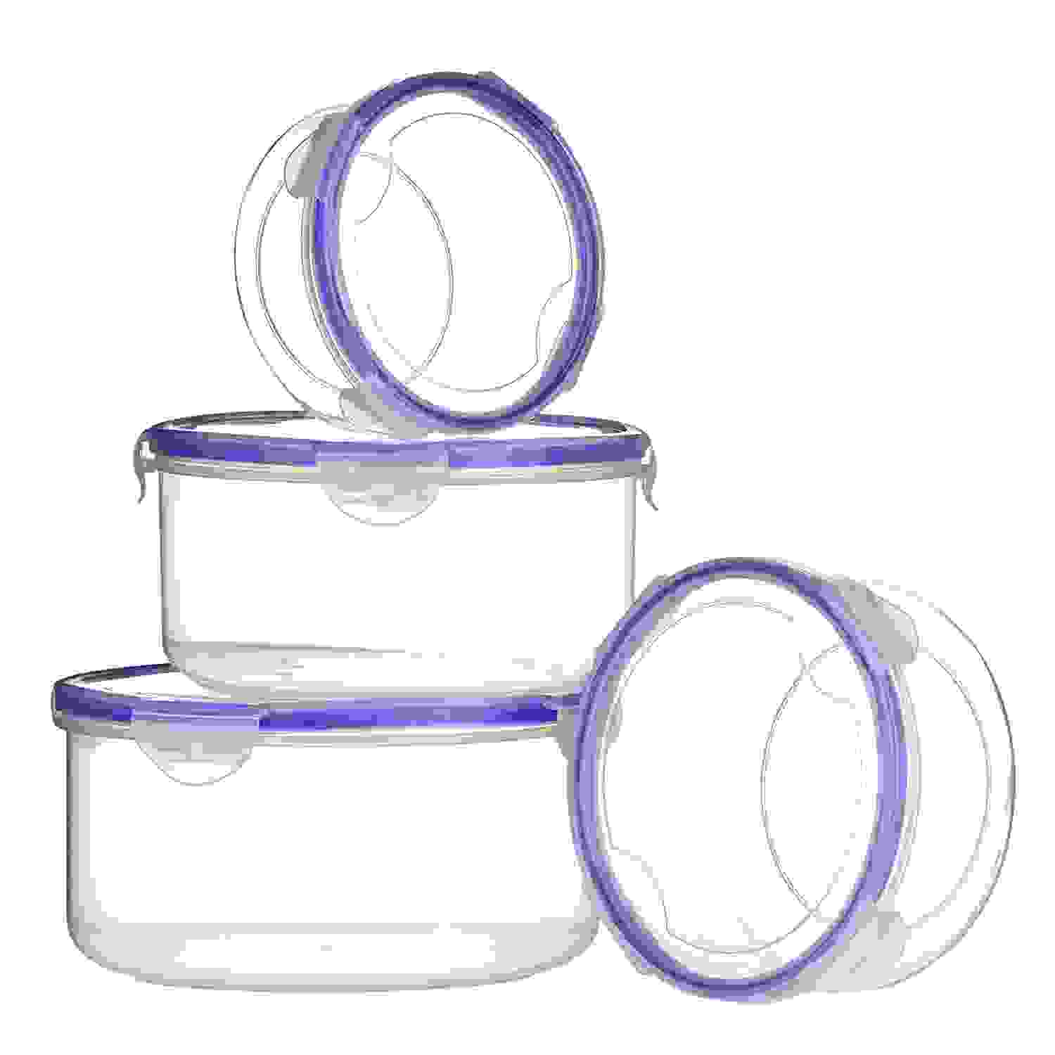 S/4 RND FOOD CONTAINERS W/ AIRTIGHT LIDS. PH0805322 \\\KD13745