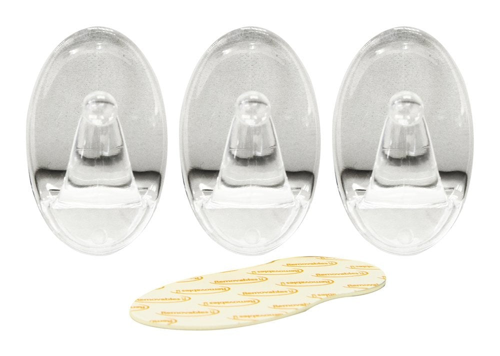 3 PCS TRANSPARENT REMOVABLE ADHESIVE HOOK 54 X 33 MM. RT61318 \\\KD13772