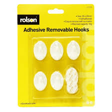 5 PCS REMOVABLE ADHESIVE PLASTIC HOOK 35 X 23 MM. RT61320 \\\KD13773