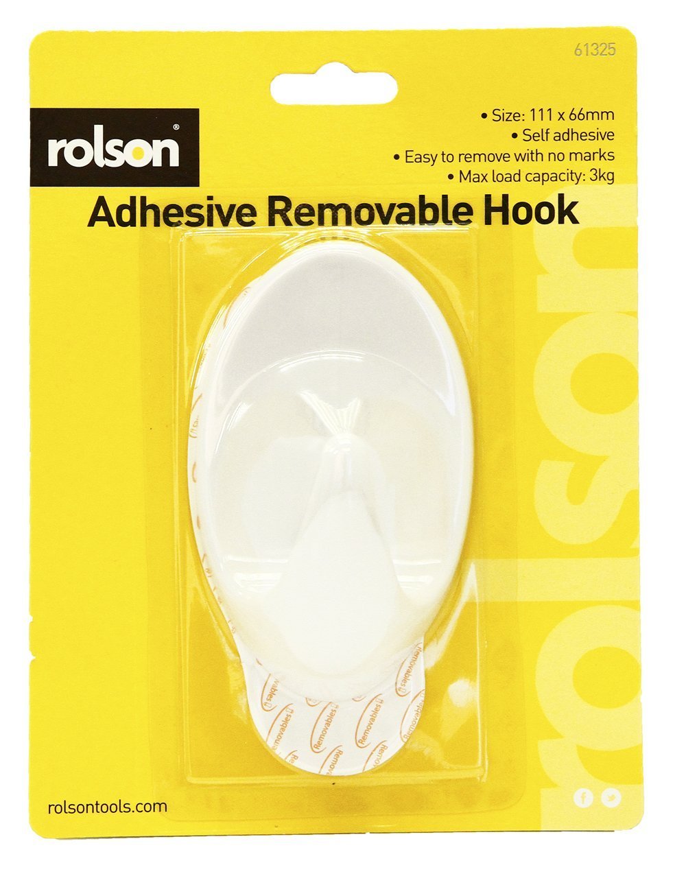LARGE REMOVABLE ADHESIVE HOOK 111 X 66 MM. RT61325 \\\KD13776