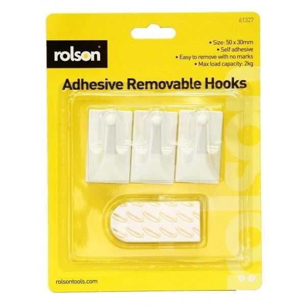 3 PCS REMOVABLE ADHESIVE HOOKS 50 X 30 MM. RT61327 \\\KD13778