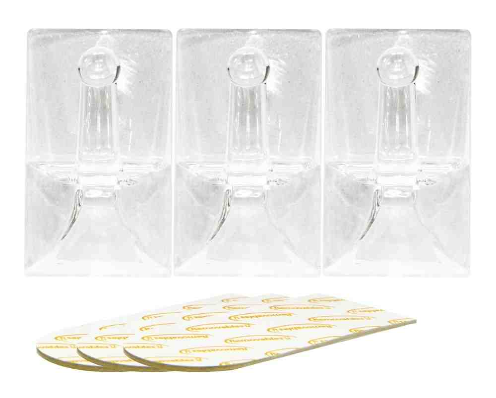 3 PCS REMOVABLE TRANSPARENT ADHESIVE HOOKS 50 X 30 MM. RT61328 \\\KD13779