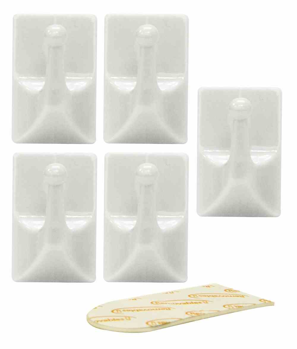5 PCS MINI REMOVABLE ADHESIVE HOOKS WHITE 30 X 20 MM. RT61330 \\\KD13780