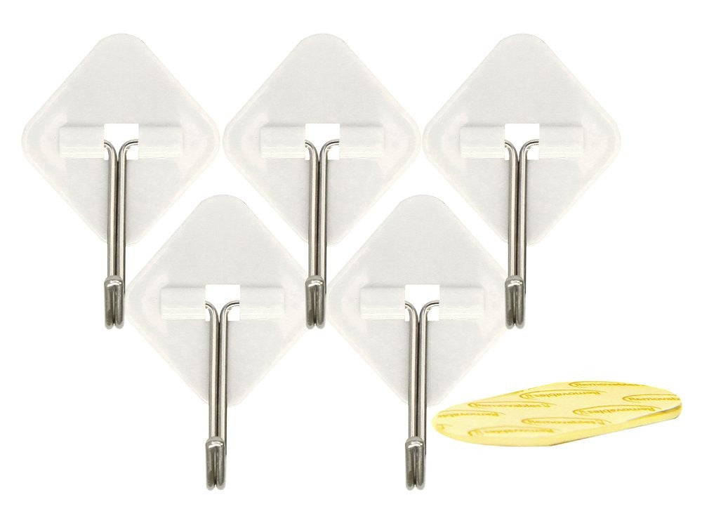 5 PCS REMOVABLE ADHESIVE METAL HOOKS WHITE 35 X 31 MM. RT61331 \\\KD13783