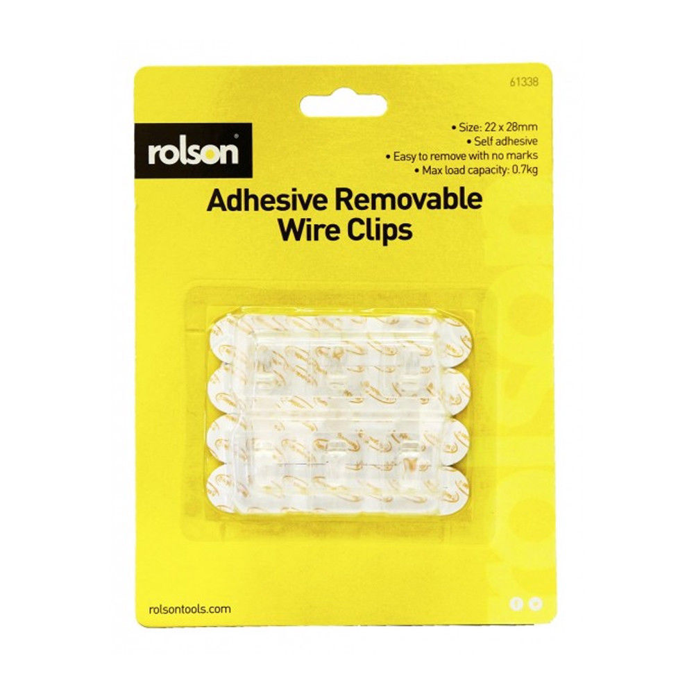 12 PCS LARGE REMOVABLE ADHESIVE WIRE CLIPS TRANSPARENT 22 X 28 MM. RT61338 \\\KD13788