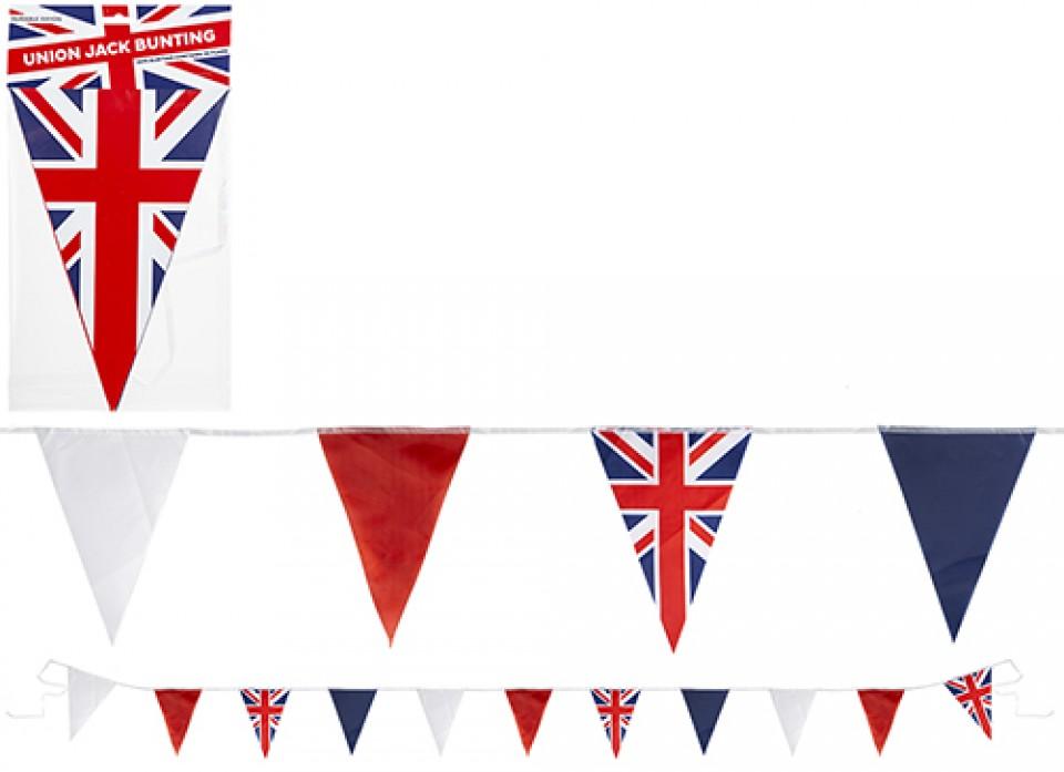 TRIANGLE UNION JACK FLAG BUNTING 20FT 10 FABRIC FLAGS. 032008 \\\KD13891