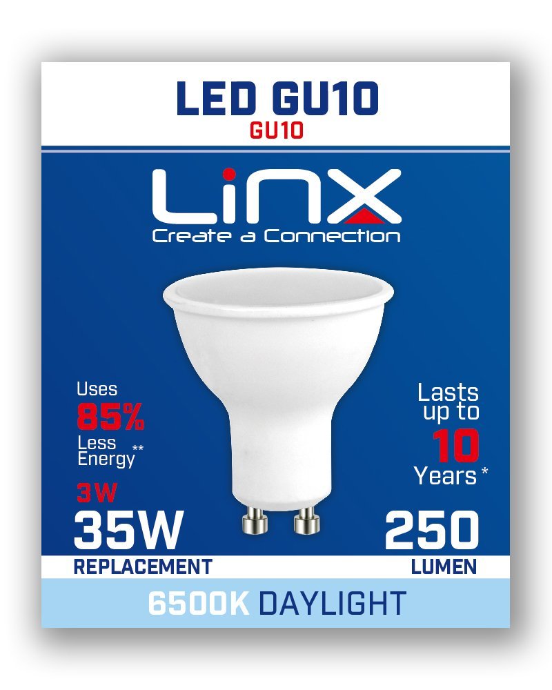 GU10 220-240V 3W 250LMS 6500K LED BULB. LX0002 \\\KD13969