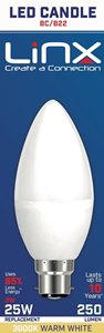 C37 CANDLE OPAL B22 220-240V 3W 250LMS 3000K LED BULB. LX0011 \\\KD13975