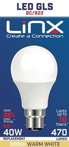 A60 GLS OPAL B22 220-240V 6W 470LMS 3000K LED BULB. LX0018 \\\KD13980