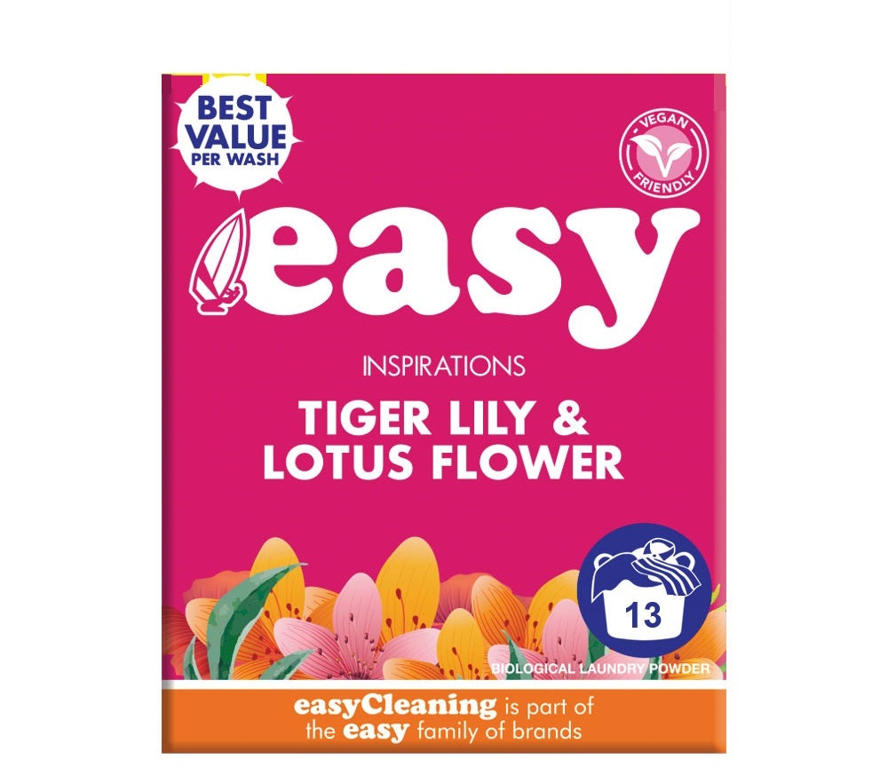 EASY INSPIRATIONS TIGER LILLY & LOTUS FLOWER BIO WASHING POWDER 13 WASH 884G 6/PK. E2008618 \\\KD13991