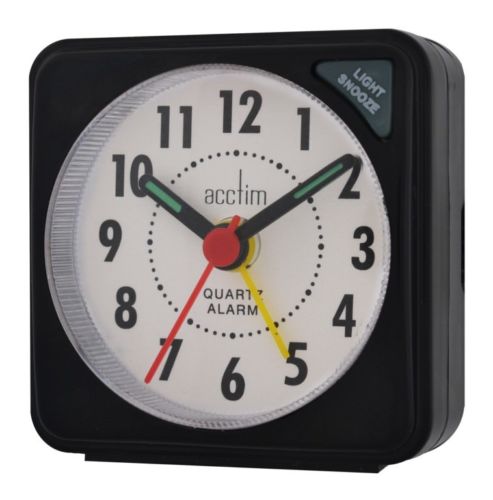 ACCTIM INGOT QUARTZ ALARAM CLOCK IN BLACK. AC25738BB \\\KD14121