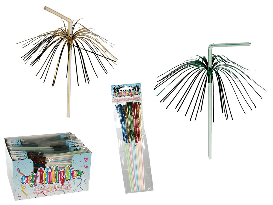 PARTY DRINKING STARW PLASTIC WITH GLITER STRIPS 24CM. OB620975 \\\KD14138